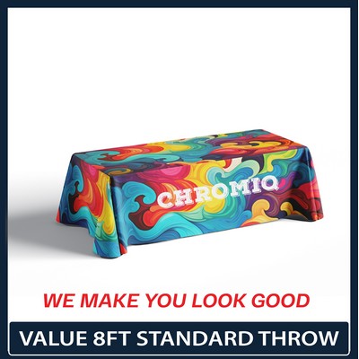 Value - 8' x 30"Top x 29"H - 4 Sided Hemmed Standard Table Throw(Full Coverage Dye Sublimation)