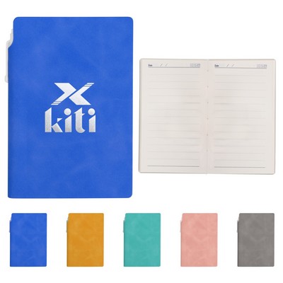 A7 Soft Pu Cover Pocket Notebook Journals W/Pen Holder&Pen